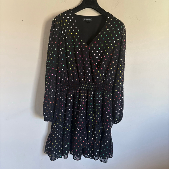 Women's INC International Concepts Black Rainbow Swiss Polka Dot Mini Dress L - Picture 6 of 13